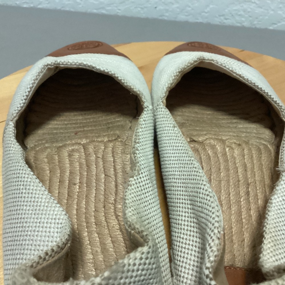 Tory Burch Women's‎ Cream Leather Espadrille Slip On Loafers Shoes Size 11M - Picture 9 of 14